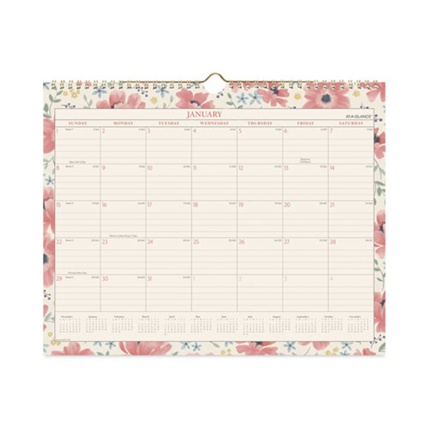 Badge Floral Wall Calendar, Badge Floral Artwork, 15 X 12, White/multicolor Sheets, 12-month (jan To Dec): 2023