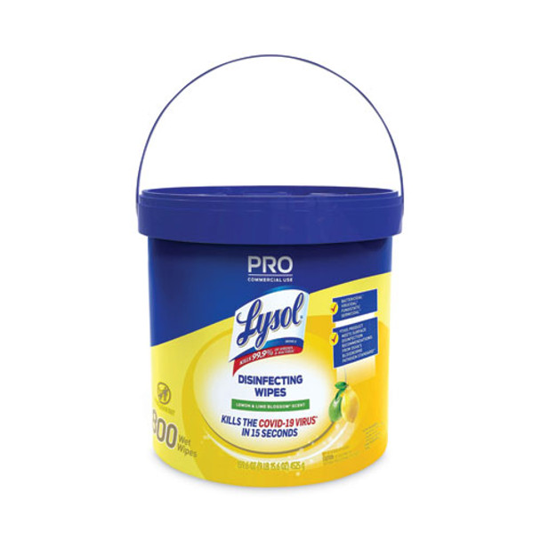 Professional Disinfecting Wipe Bucket, 6 X 8, Lemon And Lime Blossom, 800 Wipes/bucket, 2 Buckets/carton