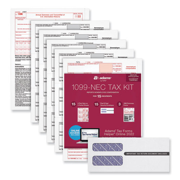 Five-part 1099-nec Online Tax Kit, Five-part Carbonless, 3.66 X 8.5, 15/pack