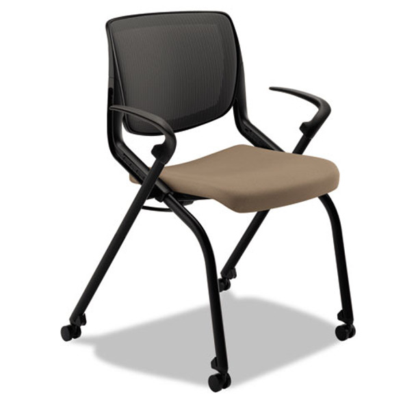 Motivate Nesting/stacking Flex-back Chair, Supports Up To 300 Lb, Morel Seat, Black Back/base