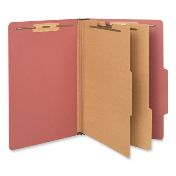 Six-section Classification Folders, Heavy-duty Pressboard Cover, 2 Dividers, 2.5" Expansion, Legal Size, Brick Red, 20/box