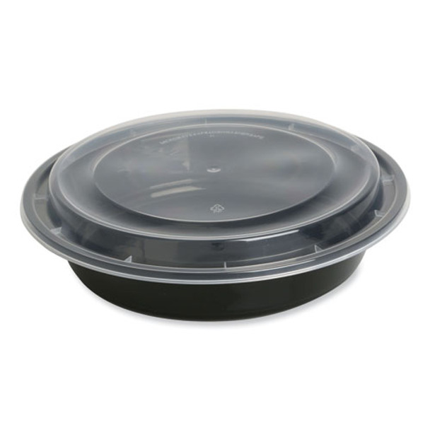 Food Container, 48 Oz, 8.85 X 8.85 X 2.24, Black/clear, Plastic, 150/carton