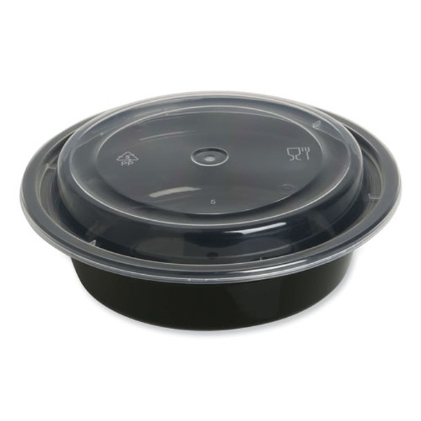 Food Container, 16 Oz, 6.29 X 6.29 X 1.96, Black/clear, Plastic, 150/carton