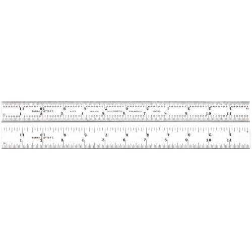 C374-12 Steel Rule with Shrink Graduations, Graduations at 8ths, 16ths, Quick-Reading 32nds, 64ths