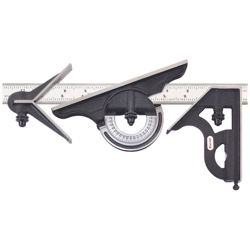 435-12-16R 12" Combination Set with Square, Center and Reversible Protractor Head and Blade