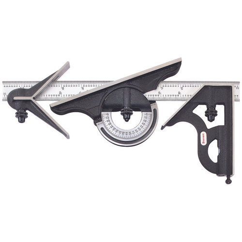 C435-12-4R 12" Combination Set with Square, Center and Reversible Protractor Head and Chrome Finish Blade