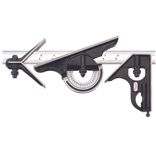 C434-12-16R 12" Combination Set with Square, Center and Reversible Protractor Head and Chrome Finish Blade