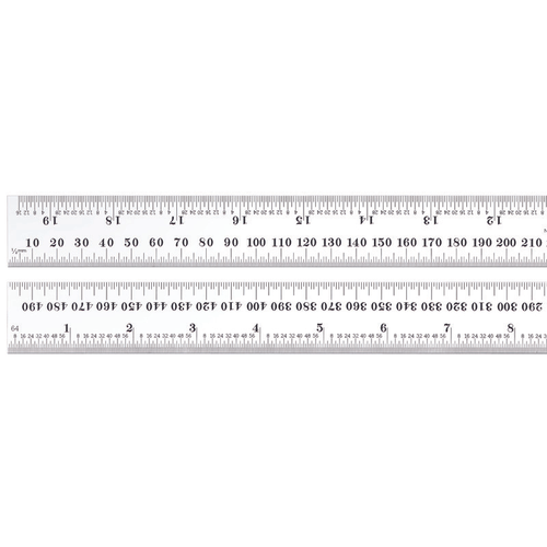 C636-500  Spring-Tempered Steel Rule - Millimeter and Inch Graduations