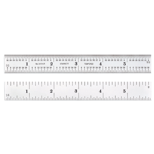1604R-6 Spring-Tempered Stainless Steel Rules with Inch Graduations