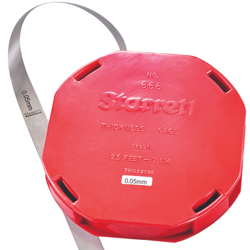 666M-5 Thickness Gage, Feeler Stock in Rolls, 0.05mm Thick, Millimeter Reading with Dispenser Case, 25' (7.6m) X 1/2" (12.7mm)