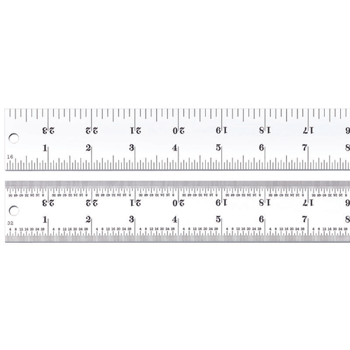 C404R-24 Heavy Spring Tempered Steel Rule with Inch Graduations
