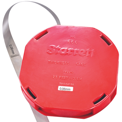 666M-6 Thickness Gage, Feeler Stock in Rolls, 0.06mm Thick, Millimeter Reading with Dispenser Case, 25' (7.6m) X 1/2" (12.7mm)
