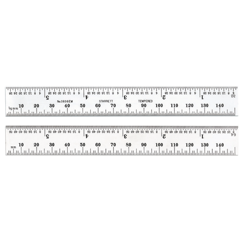 C636EM-6 Spring-Tempered Steel Rule with Millimeter and Inch Graduations