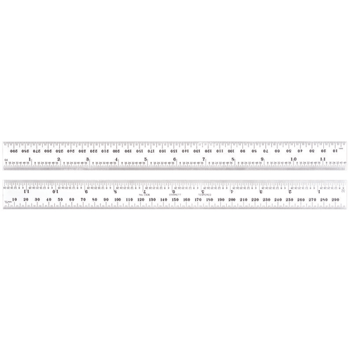C636-300 Spring-Tempered Steel Rule with Millimeter and Inch Graduations