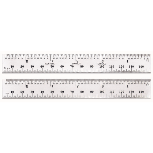 C636ME-150 Spring-Tempered Steel Rule with Millimeter and Inch Graduations