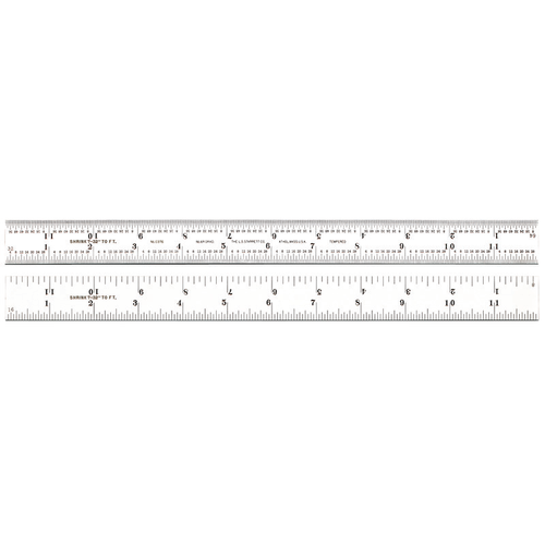 C376-12 Steel Rule with Shrink Graduations, Graduations at 8ths, 16ths, Quick-Reading 32nds, 64ths