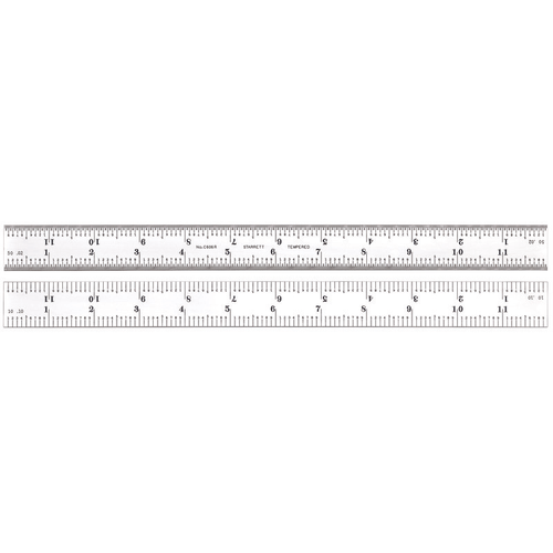 C606R-12 Spring Tempered Steel Rule with Inch Graduations