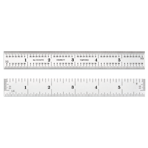 C604RE-6 Spring-Tempered Steel Rule with Inch Graduations