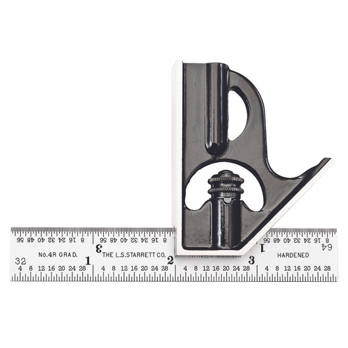 C33H-4-4R 4" Combination Square with Square Head, Chrome Finish Blade