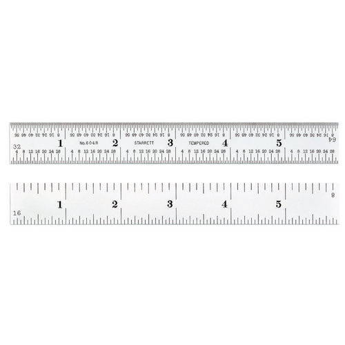 C604R-6 W/SLC Spring-Tempered Steel Rule with Inch Graduations with SLC