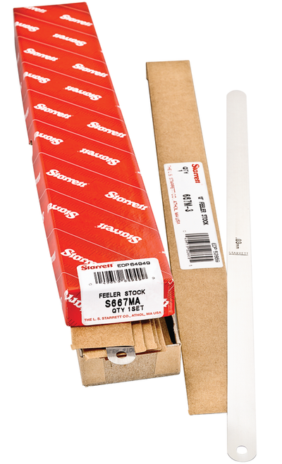 S667MA Thickness Gage or Feeler Stock Assortment 12.5mm x 300mm long from 0.03mm through 0.50mm Thick