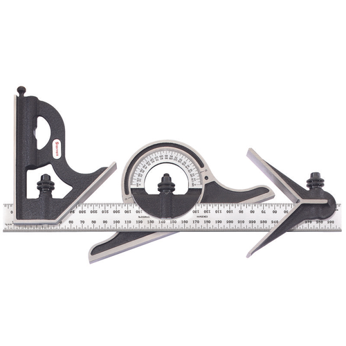 9M-300 300mm Combination Set with Square, Center and Non-Reversible Protractor Head and Blade