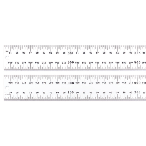C635-1000 1000mm Spring-Tempered Steel Rule with Millimeter Graduations, Graduations at mm and 1/2mm on Both Sides