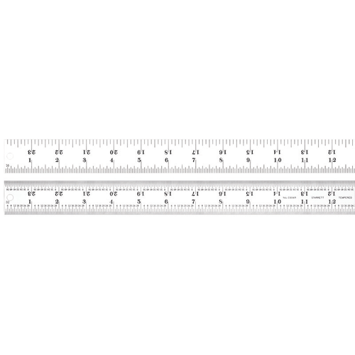 C604R-24 W/SLC Spring Tempered Steel Rule with Inch Graduations, 4R Style Graduations, 24" Length, 1-1/4" Width, 3/64" Thickness