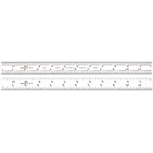 C369-12 Steel Rule with Shrink Graduations, Graduations at 8ths, 16ths, Quick-Reading 32nds, 64ths
