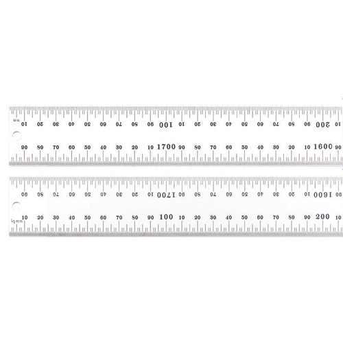 C635-1800MM 1800mm Heavy Spring-Tempered Steel Rule with Millimeter Graduations, Graduations at mm and 1/2mm on Both Sides