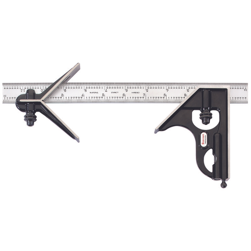 C33HC-12-4R 12" Combination Square with Square and Center Head, Chrome Finish Blade