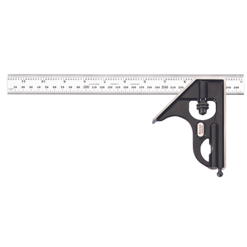 C33MEH-300 300mm and 11-3/4" Combination Square with Square Head, Chrome Finish Blade