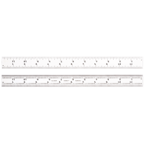 C604R-12 Spring Tempered Steel Rule with Inch Graduations