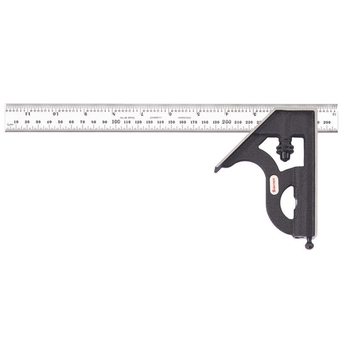 C11MEH-300 300m and 11-3/42" Combination Square with Square Head, Chrome Finish Blade