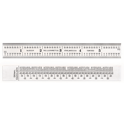 C622R-6 Steel Rule with Decimal Equivalents