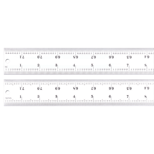 C416R-72  Heavy Spring Tempered Steel Rule with Inch Graduations