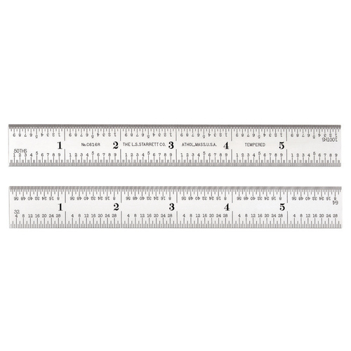 C616R-6 Spring-Tempered Steel Rules with Inch Graduations