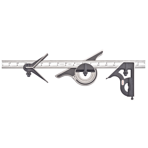 9-18-4R 18" Combination Set with Square, Center and Non-reversible Protractor Head and Blade