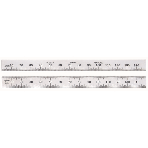 C330-150 150mm Full-Flexible Steel Rule with Millimeter Graduations, Graduations at 1/2mm One Side; mm and 1/2mm on Reverse