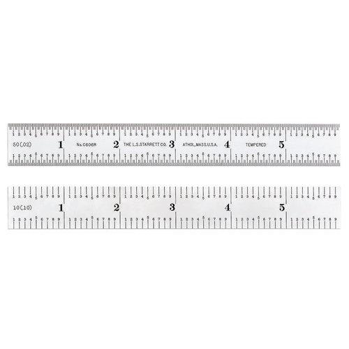 C606R-6 Spring-Tempered Steel Rule - Inch Graduations