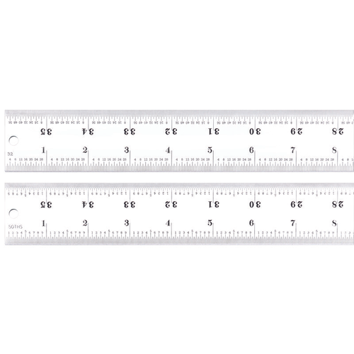 C416R-36 Heavy Spring Tempered Steel Rule with Inch Graduations