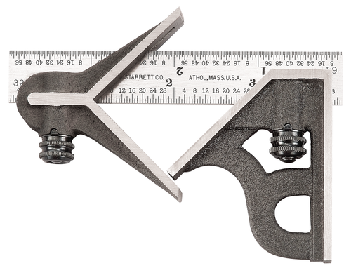 C11HC-4-4R 4" Combination Square with Square and Center Head, Chrome Finish Blade