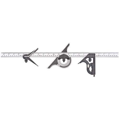 9ME-600 600mm and 11-3/4 - 23-1/2" Combination Set with Square, Center and Non-Reversible Protractor Head and Blade