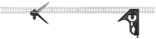 33MHC-600 600mm Combination Square with Square and Center Head, Chrome Finish Blade
