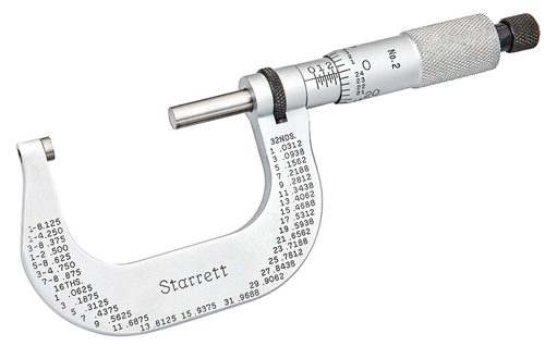2ARL OUTSIDE MICROMETER, 0-2", .001" GRADS.