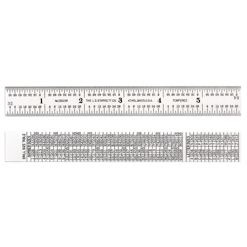 C623R-6 Steel Rule with Letter and Number Drill Sizes