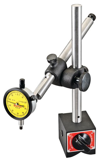 659MBZ Heavy-Duty Magnetic Base Indicator Holder - Post Assembly Including Post, Snug, Rod, Clamp, Fine Adjust, Case and 25-181J Metric Indicator.