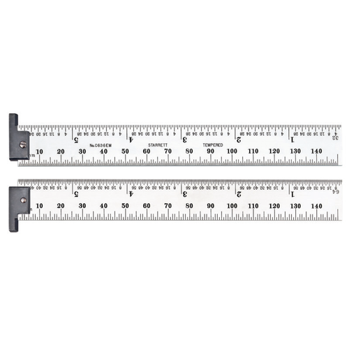 DHC636EM-6 Spring-Tempered Steel Rule with Millimeter and Inch Graduations, Double Hooks