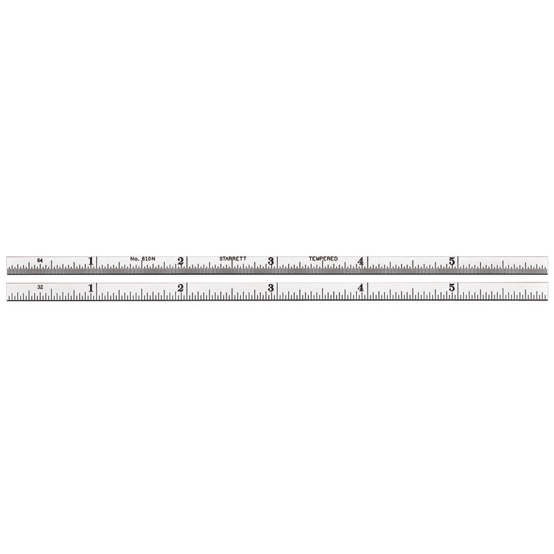 STARRETT 150mm Spring-Tempered Steel Rule - Dual Metric & Inch Graduations, USA Made