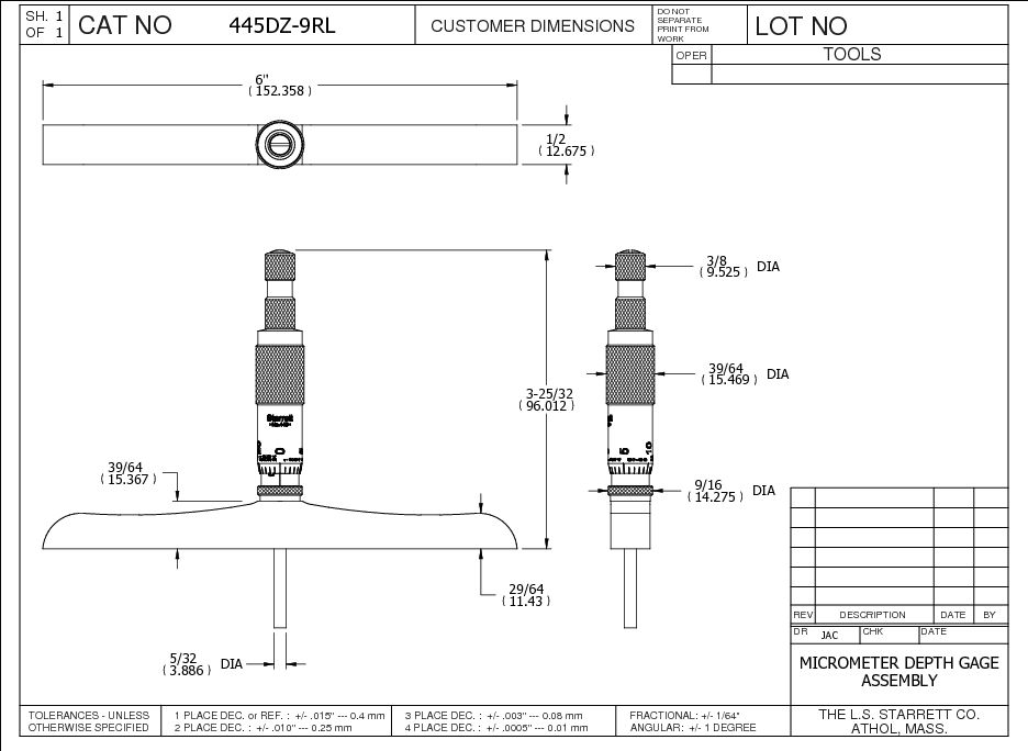 Starrett Product Details